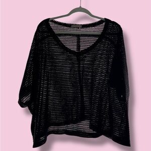 SOLD!!!Black Mesh Knit Top
